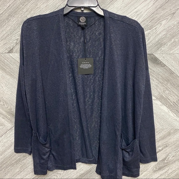 Bobeau | Solid Open Front Dolman Slub Cardigan XSP - Picture 2 of 6